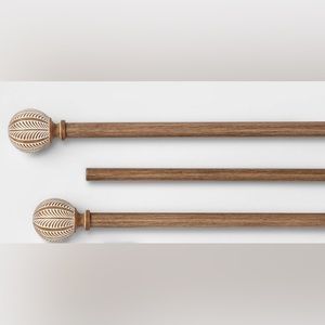 Opalhouse Carved Light Woodtone Ball Curtain Rod- Natural